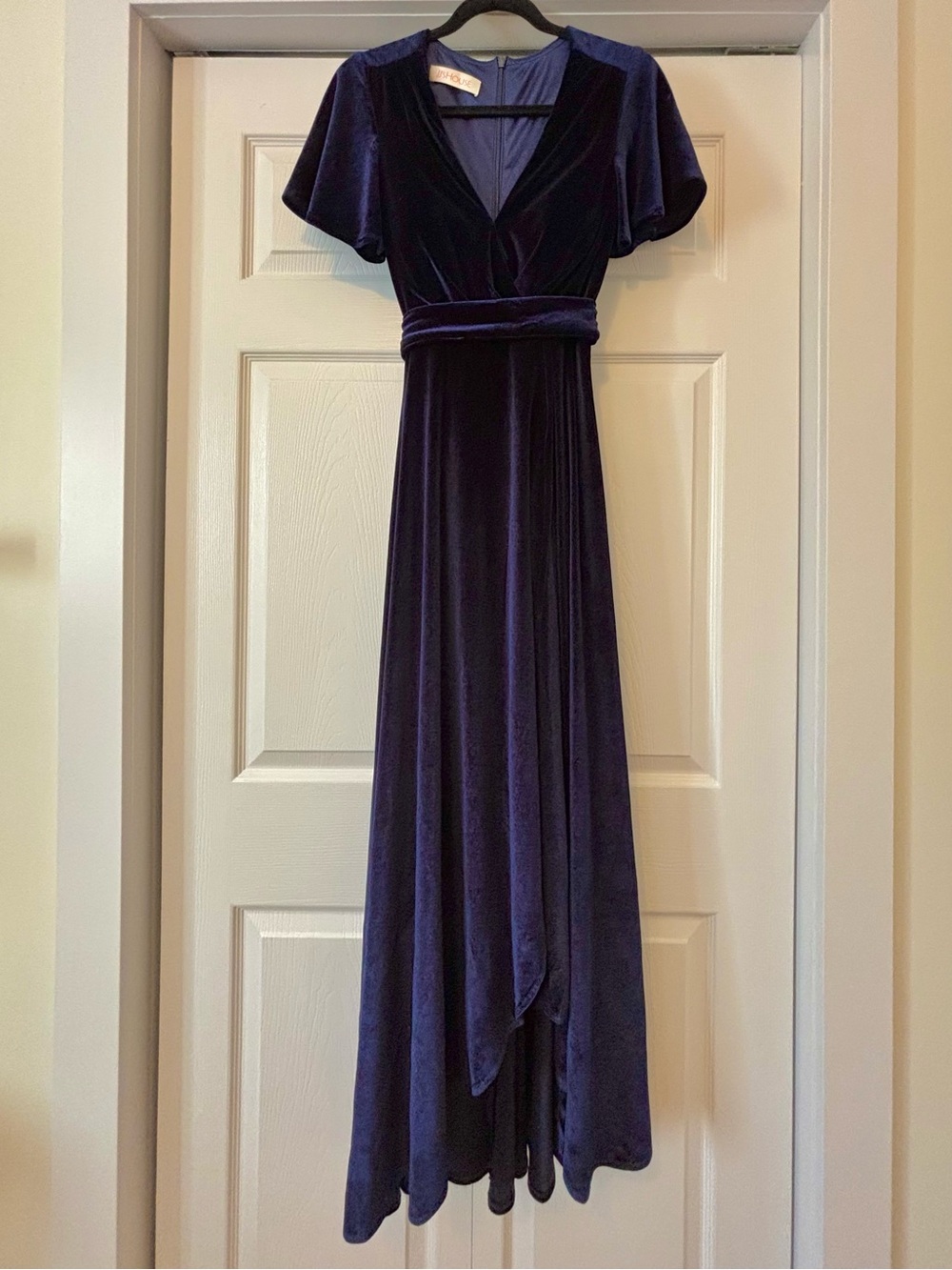 JJs House Deep Navy Velvet V-Neck Maxi Dress